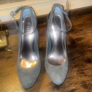 BAKERS Gray Soft Suede Strap 3” high Heel Shoes